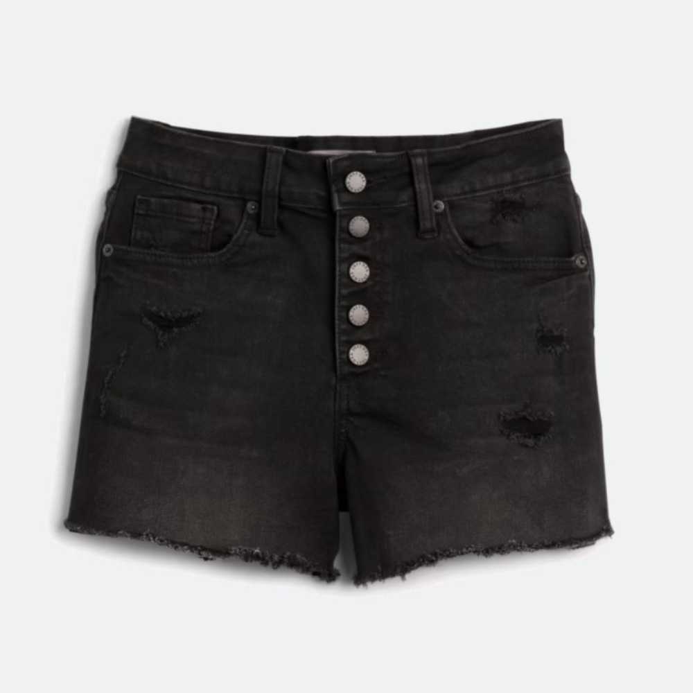Just USA high rise black denim shorts, size 6